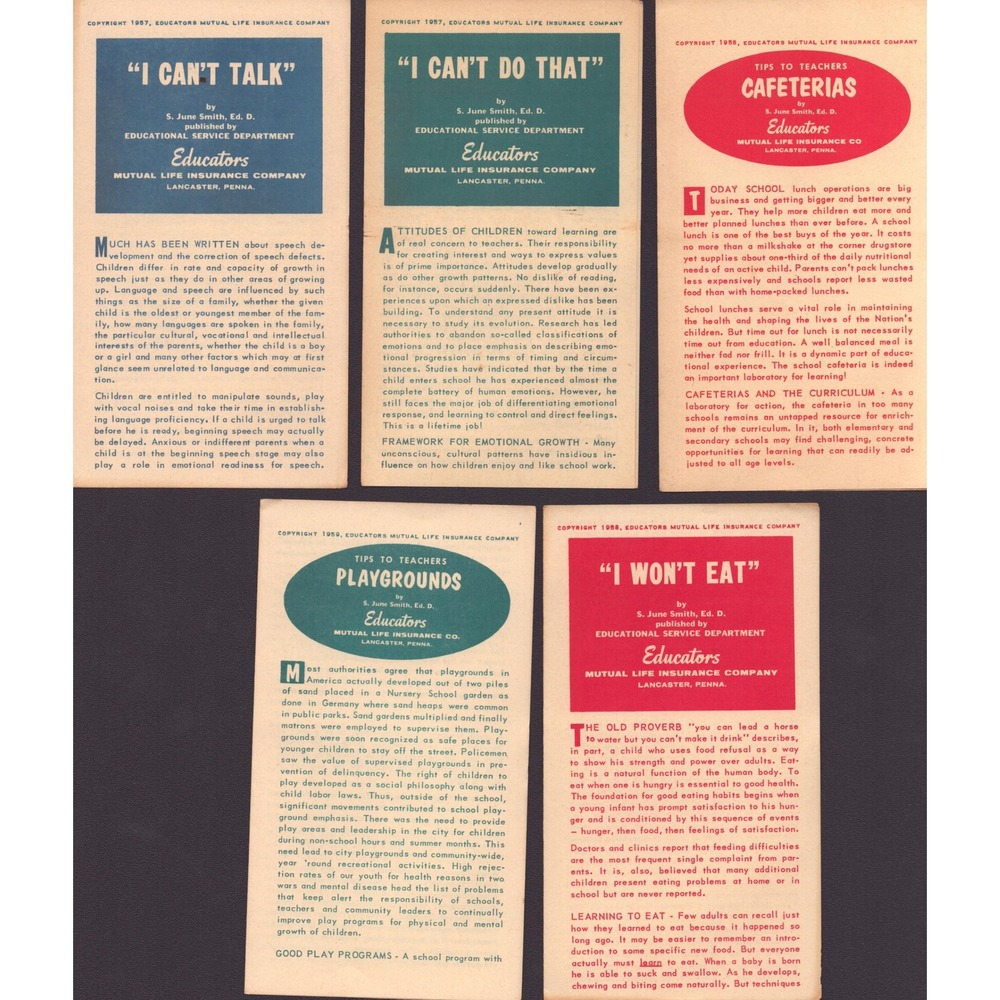 Vintage 1950s Educators Mutual Life Insurance Child Psychology Pamphlets Lot - Picture 5 of 5